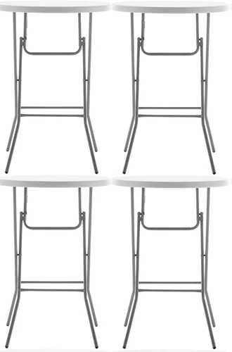 Miniatura 13 de BTExpert Mesa Plegable de Plástico de Granito Blanco Redonda de 32" Altura de Barra de 43" Mesa Comercial Portátil Mesa de Banquete Tarjeta Café