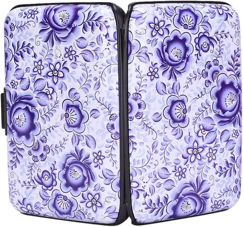 Miniatura 24 de ELFISH Mini cartera de aluminio RFID para tarjetas de crédito, funda de identificación de metal para hombres y mujeres, Happy Flower, Cartera Rfid