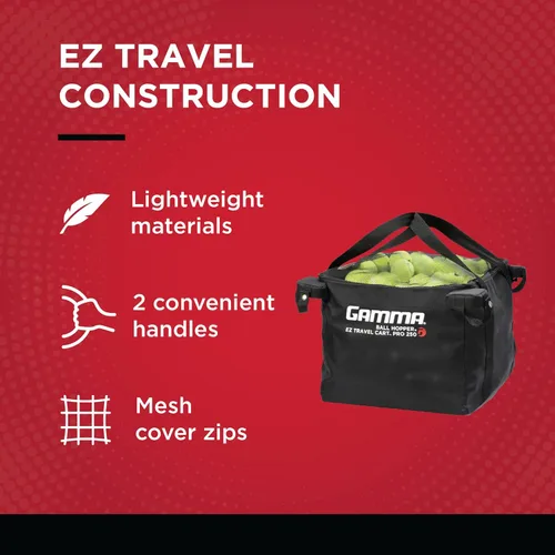 Miniatura 4 de GAMMA Sports EZ Travel Cart, Tennis & Pickleball Hopper, Padel, Portable Compact Design, Sturdy Lightweight Construction, EZ Bags, 150 or 250