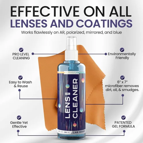 Miniatura 2 de Kit de spray limpiador de lentes de gel para gafas, 2 botellas de gel de 8 onzas y 1 botella de spray de gel de 2 onzas + 2 paños de microfibra