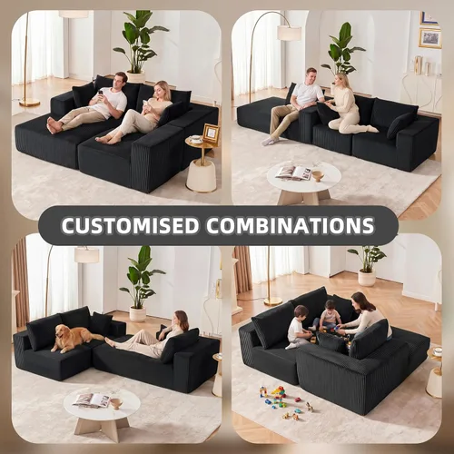 Miniatura 4 de Sofá modular de 108 pulgadas, sofá modular de nube con asiento profundo, moderno sofá modular en forma de L con diván, sofás tapizados sin hueso