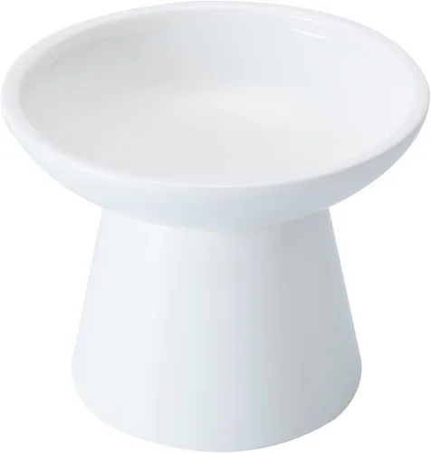 Miniatura 9 de CEEFU Cuenco elevado extra ancho de cerámica para gatos, plato poco profundo de 6.2 pulgadas para aliviar la fatiga de los bigotes, 5 pulgadas