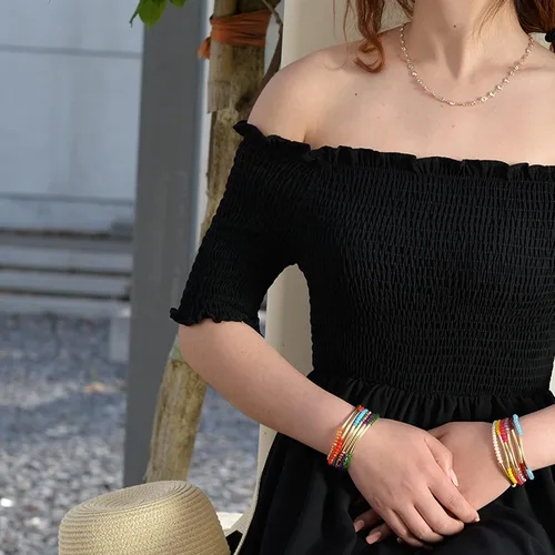 Miniatura 2 de MOZAKA 20 pulseras de cuentas pequeñas de cristal para mujer, estilo bohemio, apilable, elásticas, multicolor, versátiles, cuentas de cristal