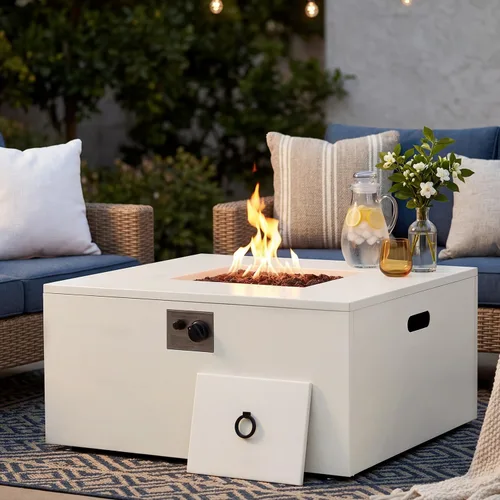 Miniatura 10 de ECOTOUGE Mesa de cubierta de tanque de propano, 15.5 pulgadas para mesa de fuego, mesa oculta cilíndrica para exteriores para fogata de gas