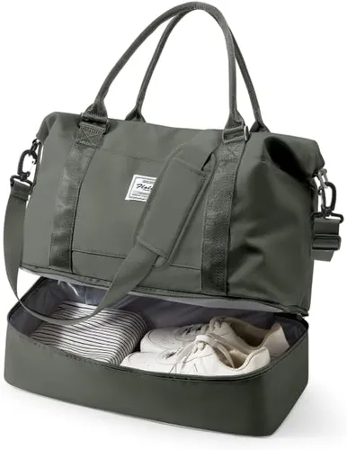 Miniatura 9 de VECAVE Bolsa de viaje para mujer, bolsa deportiva para gimnasio, E20-Púrpura profundo, Grande, Bolsa de viaje