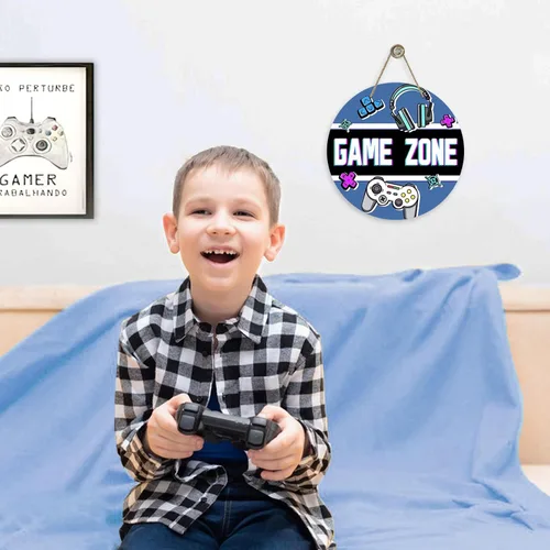 Miniatura 5 de Deroro Game Zone - Letrero para puerta delantera, controlador de videojuegos, colgador de puerta de madera, decoración de dormitorio de niños, Zona