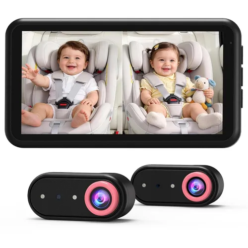 Miniatura 10 de LUCKVIEW BM2 PRO - Cámara doble para automóvil para bebé, pantalla HD 1080P de 5.2 pulgadas para asientos de automóvil orientados hacia atrás