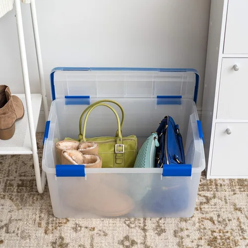 Miniatura 6 de IRIS USA - Contenedor organizador de plástico hermético de 60 cuartos de galón con tapa duradera y sello y hebillas de cierre seguro