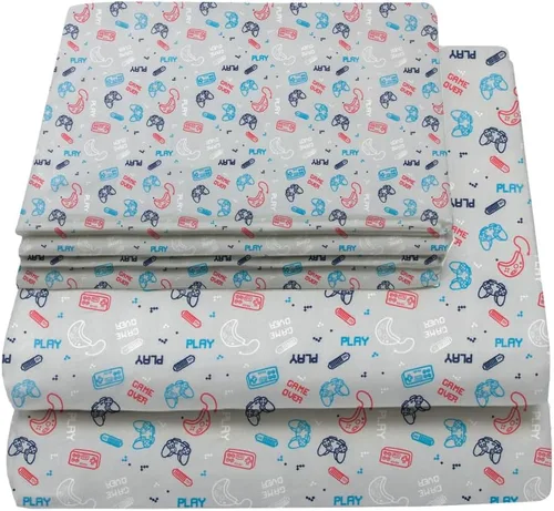 Miniatura 26 de Juego de sábanas tamaño individual para niños y niñas, sábanas para niños, linda sábana de cama, incluye sábana plana, ajustable y funda de Azul