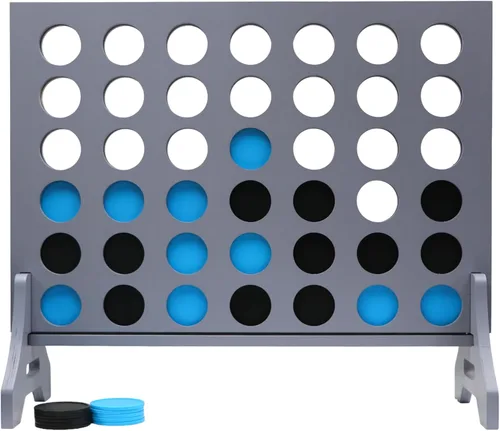Miniatura 67 de Juego gigante 4 en una fila para familia y adultos – Tailgating Pros Jumbo de madera gris cuatro en una fila juego de patio para interiores