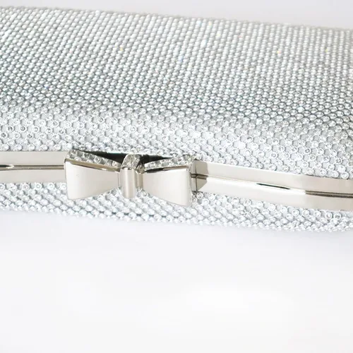 Miniatura 3 de Ayliss Bolso de mano con diamantes de imitación para mujer, bolso de noche con lazo, bandolera para novia, hombro, brillante, fiesta de graduación