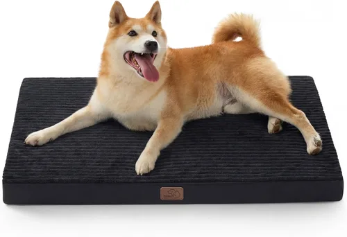 Miniatura 22 de Bedsure ComfyFleece - Camas ortopédicas para perros de gran tamaño para jaula con funda extraíble para máquina, no impermeable, alfombrilla de Gris