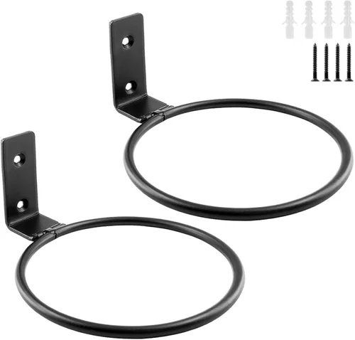 Miniatura 9 de Jiozermi Paquete de 2 anillos para macetas de 4 pulgadas, soporte de maceta montado en la pared, uso en interiores, negro mate, capacidad de 40