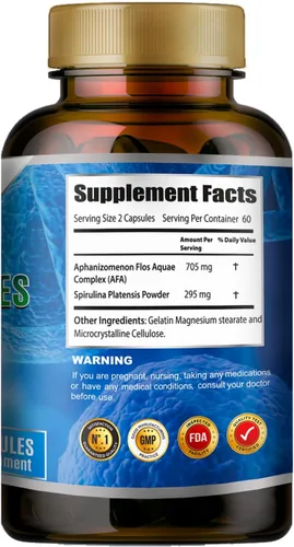 Miniatura 3 de Celulas Madres AFA Stem Natural Cell 120 Cápsulas 1000 mg Algas Azul Verde Sin OMG Sin Gluten Aphanizomenon Flos-aquae celula Madre suplemento
