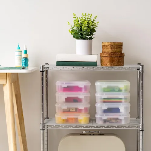 Miniatura 7 de IRIS USA - Paquete de 8 cajas de almacenamiento transparente de plástico para papel de álbumes de recortes de 6" x 6", organizadores portátiles