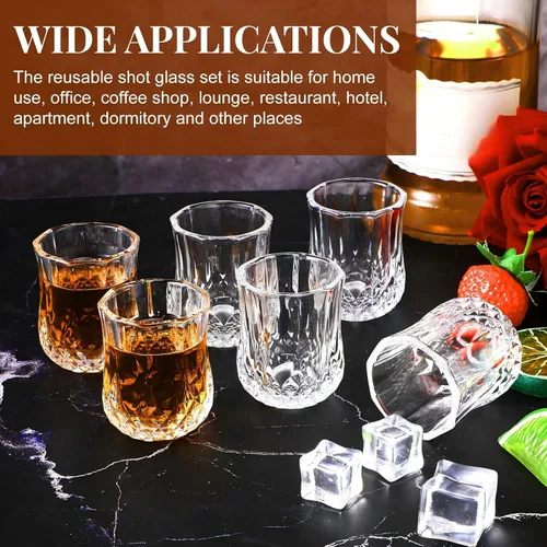 Miniatura 5 de Meanplan Juego de mini vasos de chupito de 1.7 onzas, vasos de degustación, base pesada, taza de chupito transparente, lindas tazas de vino Cordial
