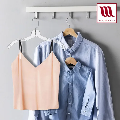 Miniatura 5 de Mainetti 5400SCR - Perchas de plástico transparente, paquete de 100 con gancho de metal giratorio de 360 y muescas para correas, ideal para camisas
