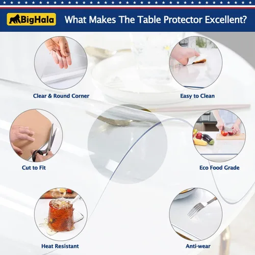 Miniatura 3 de Protector de mesa de madera para muebles, manteles de plástico transparente lavable, funda protectora para escritorio, vinilo de PVC, protector