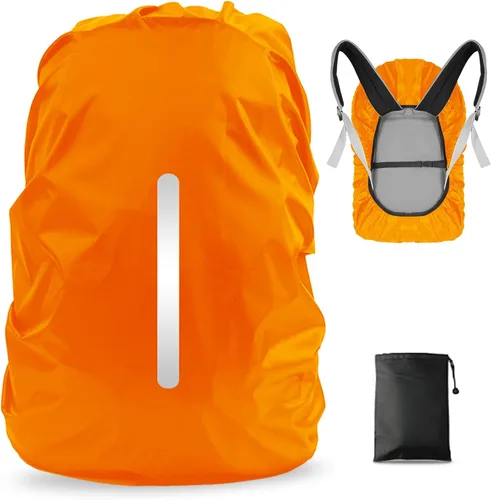 Miniatura 10 de LAMA Paquete de 2 fundas impermeables para mochila, protector reflectante a prueba de lluvia para antipolvo y antirrobo, tamaño M