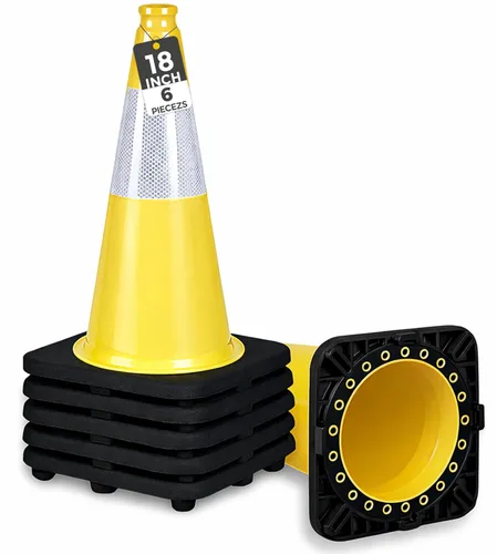 Miniatura 23 de BESEA Paquete de 4 conos de tráfico azules de 12 pulgadas con collar reflectante de 4 pulgadas, conos de seguridad de PVC resistentes con base