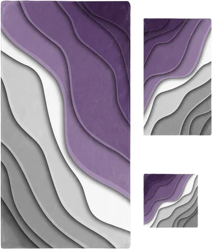 Juego de toallas de baño de 3 piezas, color morado y gris, juego de toallas de baño suaves para baño, toallas de baño absorbentes (1 toalla de baño,