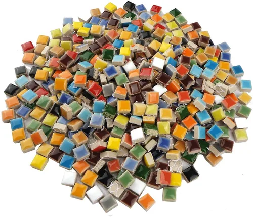 Miniatura 2 de Lanyani 784 Piezas de Azulejos de Mosaico de Cerámica Cuadrados Pequeños Coloridos para Manualidades, Láminas de Piezas de Porcelana Esmaltadas