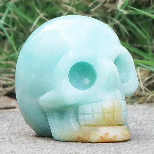 Miniatura 4 de Artistone Estatuas de calavera de cristal de 2.0 pulgadas, figuras de esqueleto humano talladas a mano, escultura de hueso de cabeza, estatua