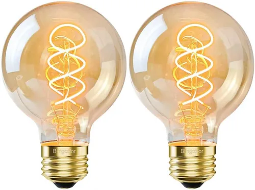 Bombillas LED Edison regulables de globo vintage BLINGCOLOR, equivalentes a 60 W, base E26 G25/G80, 6 W LED ámbar cálido 2200K, paquete de 2