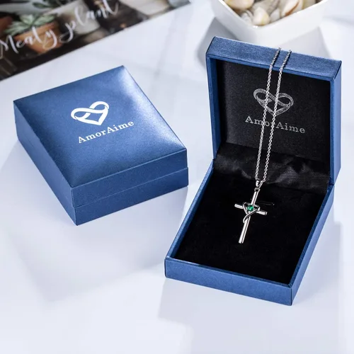 Miniatura 7 de AmorAime - Collar de cruz de plata de ley 925 para mujeres y hombres con circonita cúbica 5A para adolescentes y niñas, regalos para Navidad