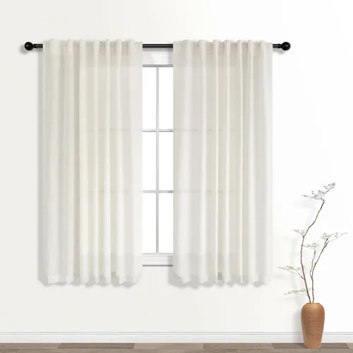 Miniatura 36 de KOUFALL Cortinas de lino azul marino de 84 pulgadas de largo, cortinas transparentes azul oscuro para sala de estar y dormitorio, medianoche