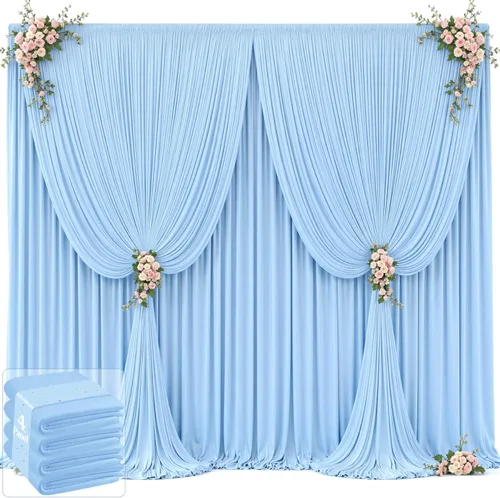 20 pies x 12 pies Cortinas de Telón de Fondo Azul Bebé Sin Arrugas para Bodas y Fiestas, Telón de Fondo de Tela Azul, Cortinas para Bodas,