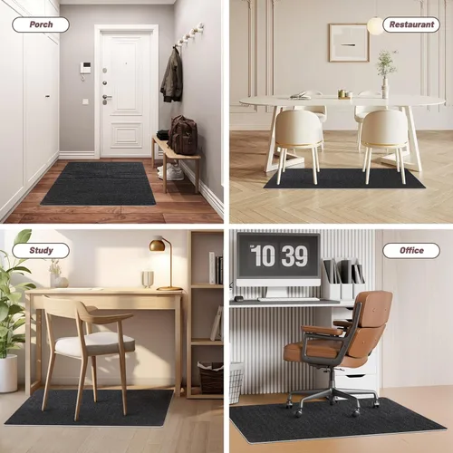 Miniatura 4 de Tapete para silla de oficina, para suelos de madera dura, manta grande antideslizante y fácil de limpiar (negro, 48 x 36 pulgadas).