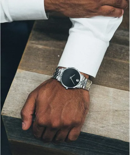 Miniatura 6 de Movado Men's Museum Stainless Steel Watch with Concave Dot Museum Dial, SilverBlack (Model 607199)