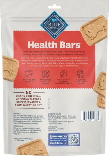 Miniatura 2 de Blue Buffalo Health Bars - Galletas crujientes de tocino, huevo y queso para perros, horneadas al horno con tocino real e ingredientes naturales