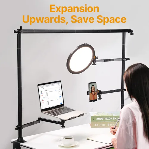 Miniatura 3 de JUSMO LS15 Pro Soporte de Escritorio para Cámara, Plataforma de Montaje de Cámara Aérea de Aluminio, Poste de Mesa Multidispositivo para Montar