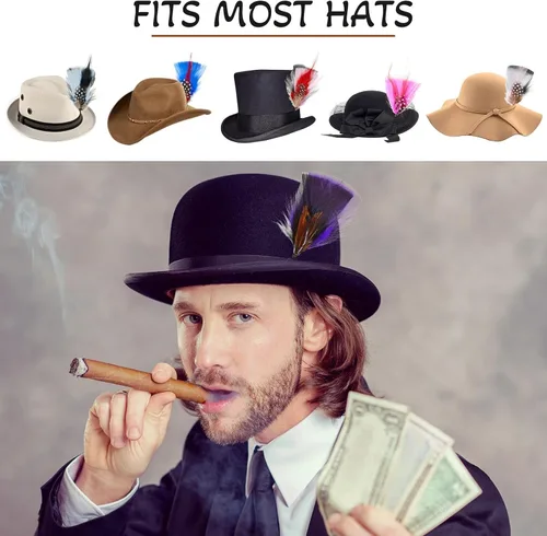 Miniatura 7 de Kenning 39 plumas de sombrero surtidas para sombreros coloridos reales para manualidades, decoración de boda, hombres y mujeres, aprox. 3.1-4.3 in