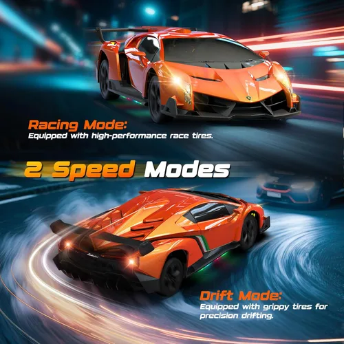 Miniatura 4 de Coche de Control Remoto Lamborghini Juguetes, Coche de Derrape RC con Licencia Oficial 15Km/h con Luz Inferior y Faros, Escala 1:24 2.4GHz, 2