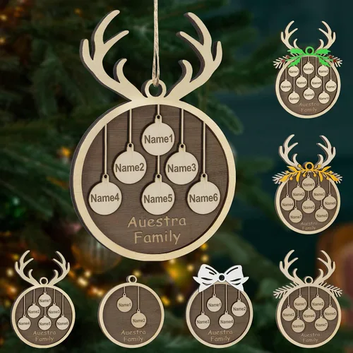 Miniatura 50 de Adornos de Navidad personalizados, familia de 1 nombre, adornos de Navidad de madera personalizados, decoración personalizada, decoración de árbol