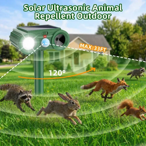 Miniatura 2 de Repelente solar de animales 2026, dispositivos repelentes de ciervos para exteriores, impermeable, repelente ultrasónico, control disuasorio