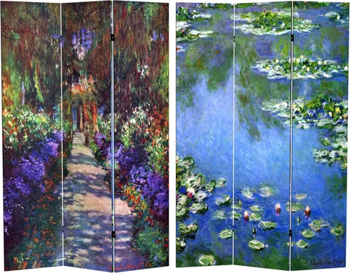 Miniatura 10 de Red Lantern Pantalla plegable de lona de Van Gogh de doble cara, flores de almendra/campo de trigo, 3 pies de corto - 3 paneles