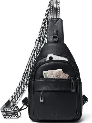 Miniatura 12 de Leresas Bolso bandolera de 7L para mujer, bolso cruzado, riñoneras, de cuero vegano, bolso de pecho de moda, de viaje, antirrobo