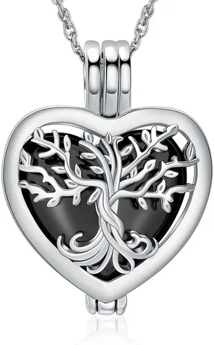 shajwo Collar de cenizas de urna de árbol de la vida para mujeres y hombres, amado, dije conmemorativo de ceniza humana