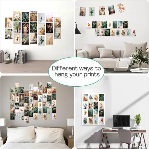 Miniatura 3 de LIIGEMI Kit de collage botánico de pared de 70 piezas, imágenes estéticas, kit de collage de fotos, decoración de dormitorio para niñas