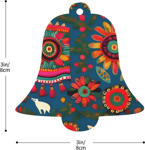 Miniatura 4 de 6 adornos de madera de Navidad para niños y adultos, decoración colgante de árboles de Navidad, 4 estilos, arte popular mexicano, estampado bohemio