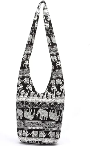 Miniatura 121 de Bolsa de hombro para mujer, de lona en estilo hippie/bohemio para llevar cruzada al hombro, disponible en diferentes colores y estampados