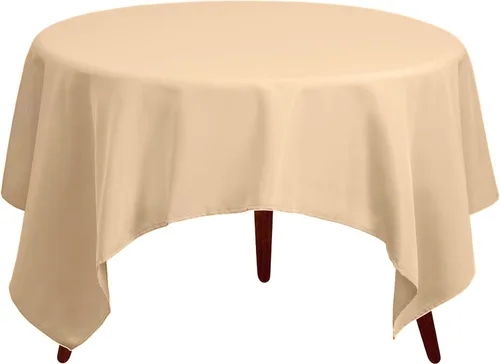 Miniatura 2 de Gee Di Moda Mantel Cuadrado - Mantel Beige de 52 x 52 Pulgadas para Mesas Cuadradas o Redondas Pequeñas - Tela Resistente Lavable - para Mesa