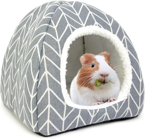Cama escondida de conejillo de indias, casa de conejo enano, accesorios para cuevas, acogedor escondite para conejito, erizo, hurón, chinchilla y