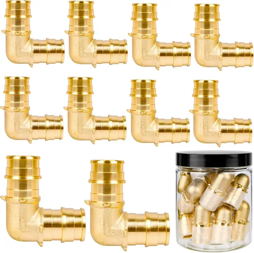 Miniatura 16 de PEX-A - Paquete combinado de accesorios de expansión – 1/2 pulgada en T y codo, paquete de 10 (5 T + 5 codos), latón sin plomo, compatible
