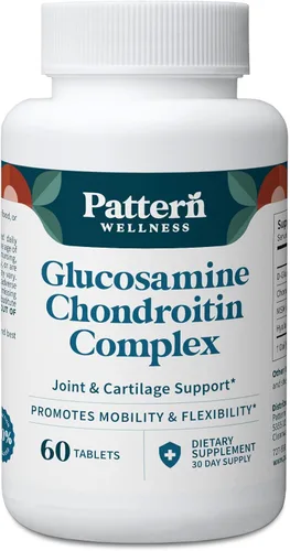 Pattern Wellness Complejo de glucosamina condroitina con MSM y ácido hialurónico - Apoya la salud de las articulaciones, cartílagos y flexibilidad -