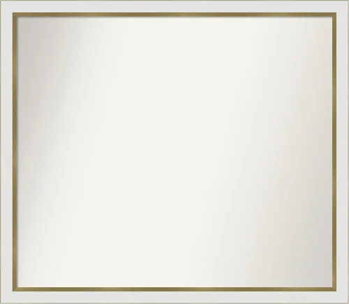 Miniatura 552 de Amanti Art Espejo de baño blanco para sobre el fregadero, 30 x 35 pulgadas, espejo de tocador rectangular estrecho de Eva de oro blanco, marco